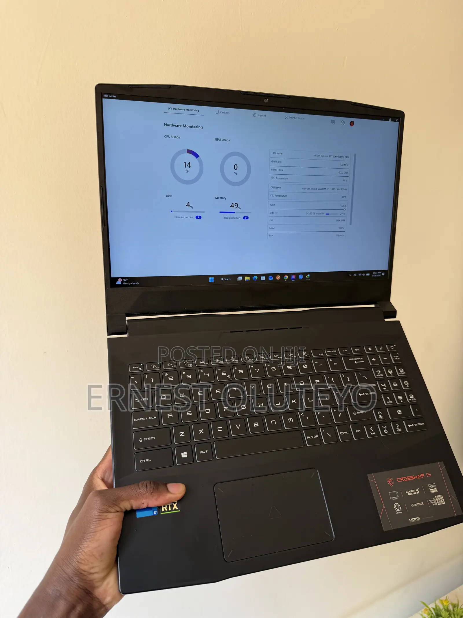 Laptop MSI Crosshair 15 16GB Intel Core i7 SSD 512GB