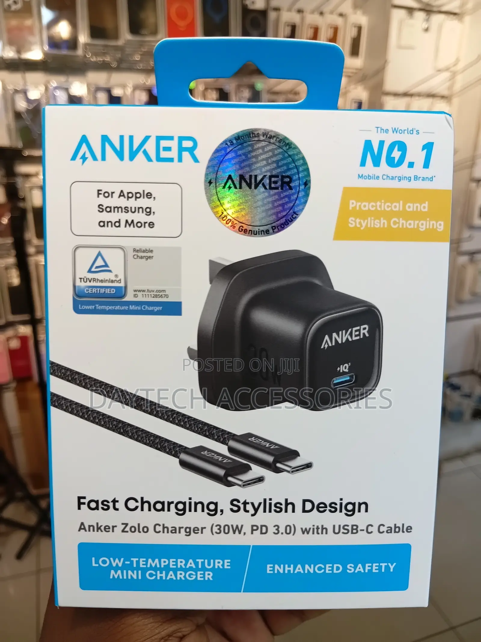 Anker 30W Fast Charging USB C Charger With Cable - Black