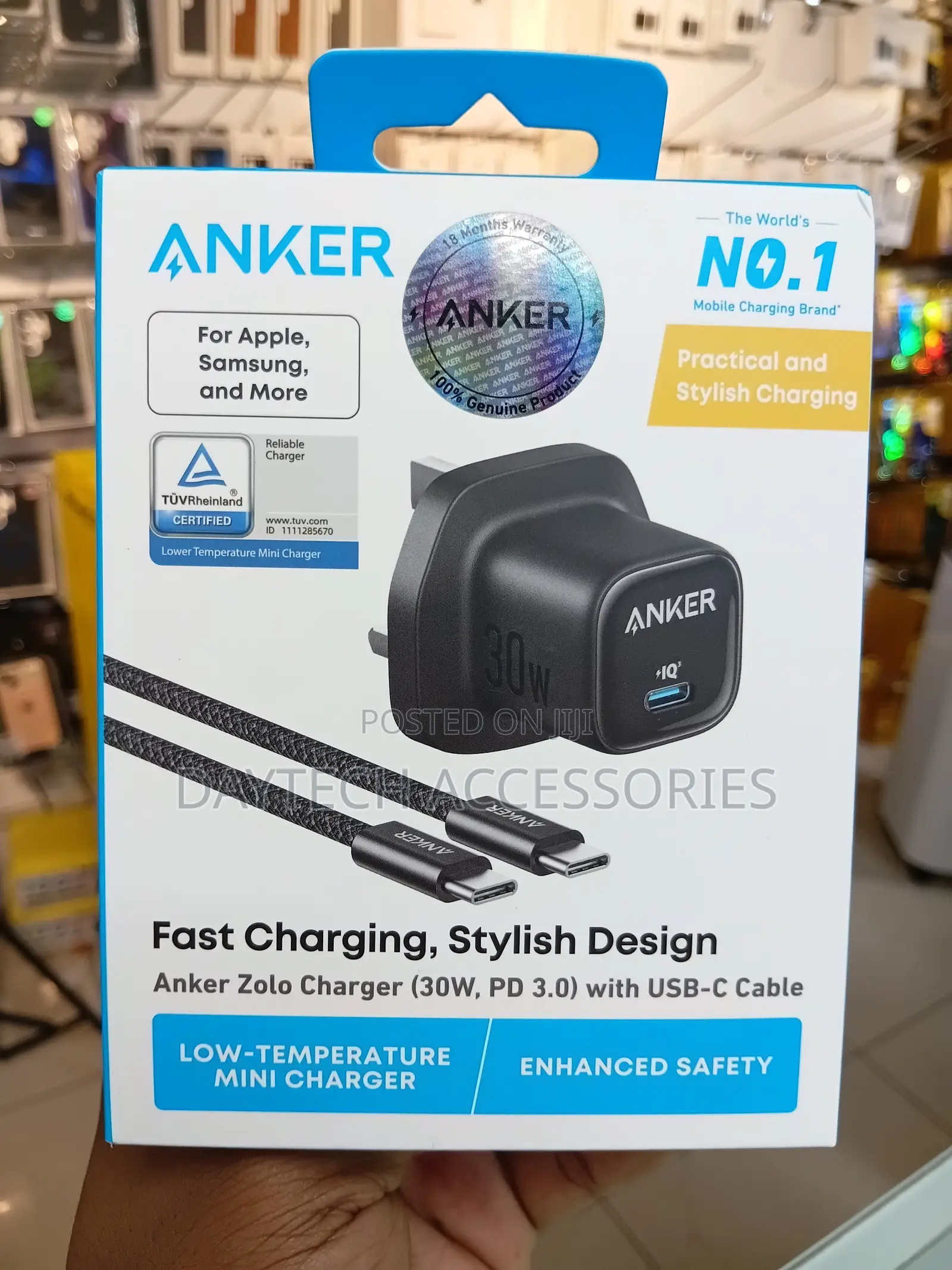 Anker 30W Fast Charging USB C Charger With Cable - Black
