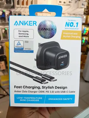 Anker 30W Fast Charging USB C Charger With Cable - Black