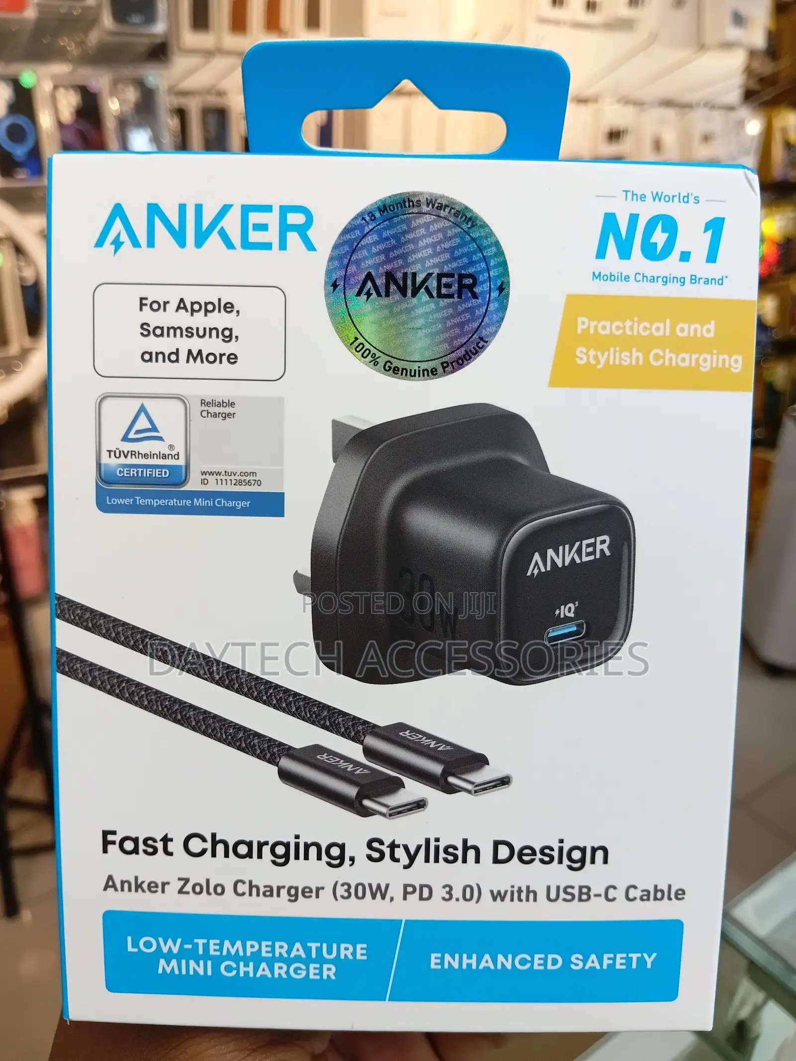 Anker 30W Fast Charging USB C Charger With Cable - Black