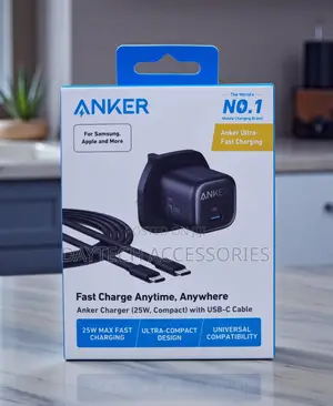 Anker Charger 25W With USB-C Cable (Model A2656 / B2656) Wall Charger