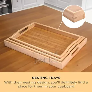 3-in-1 Nesting Bamboo Wooden Tray Set
- Pm