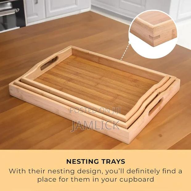 3-in-1 Nesting Bamboo Wooden Tray Set
- Pm