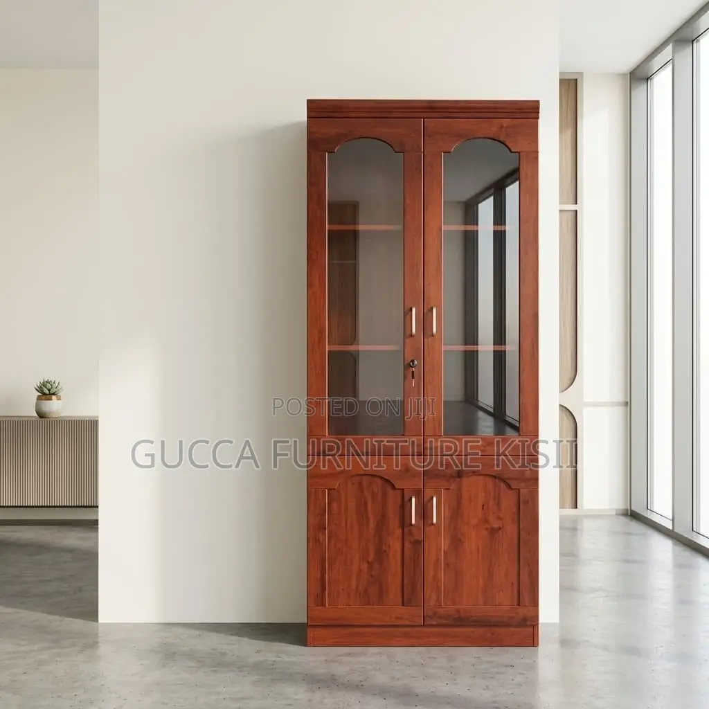 Cabinet; 2-Door Mahogany Storage Cabinet