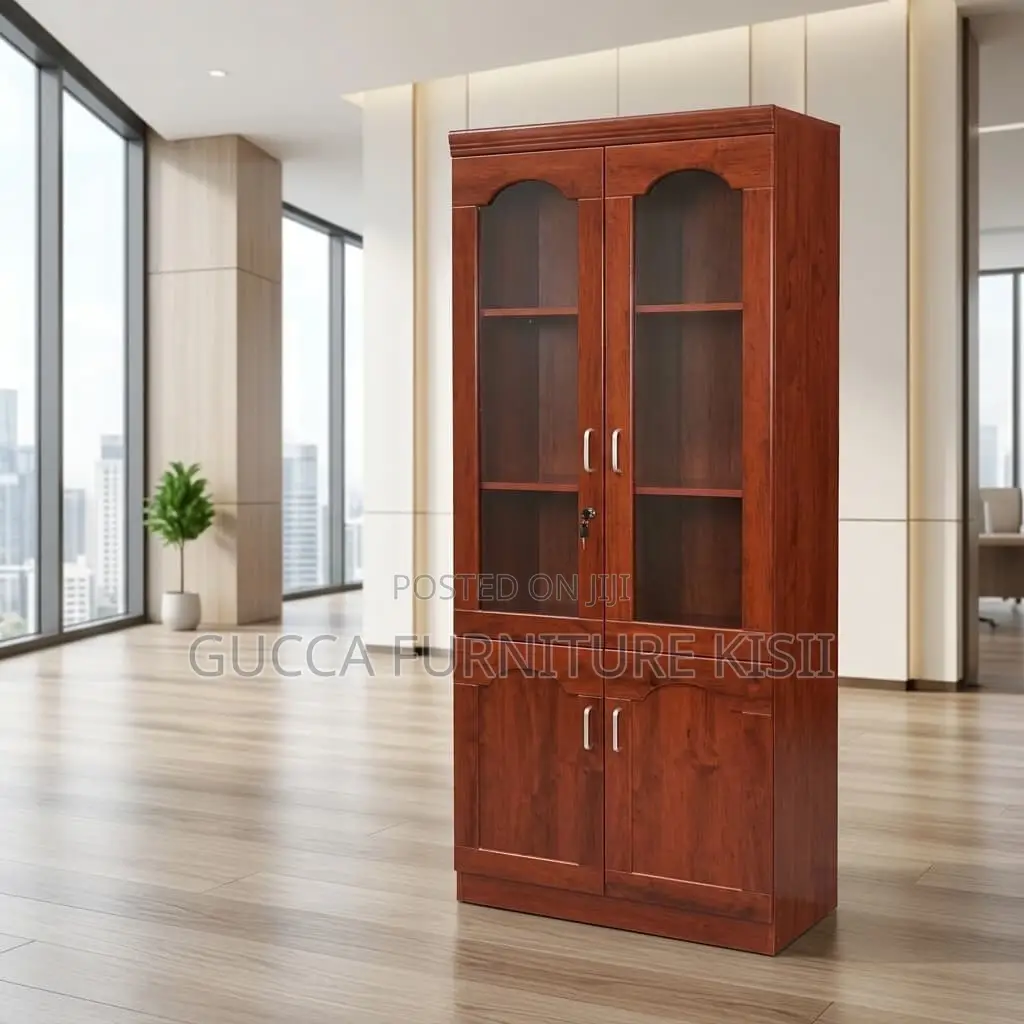 Cabinet; 2-Door Mahogany Storage Cabinet