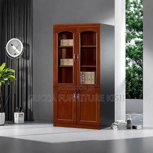 Cabinet; 2-Door Mahogany Storage Cabinet