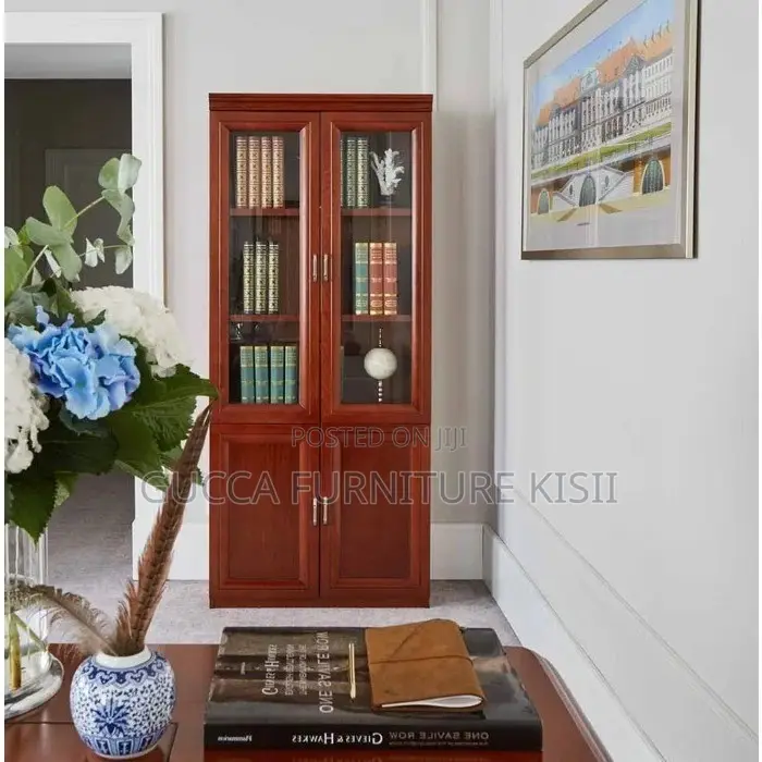 Cabinet; 2-Door Mahogany Storage Cabinet