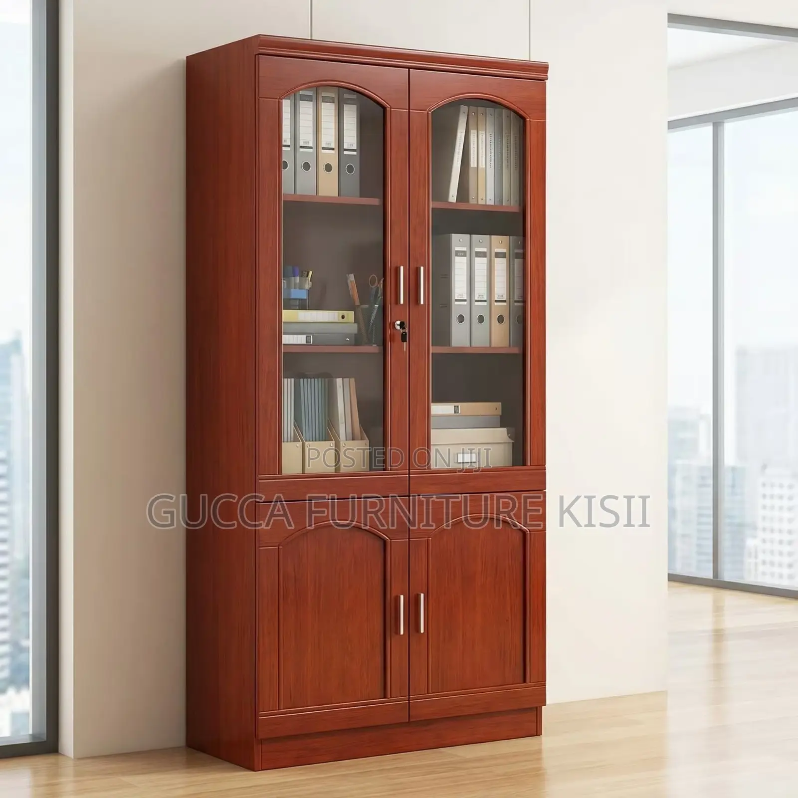 Cabinet; 2-Door Mahogany Storage Cabinet