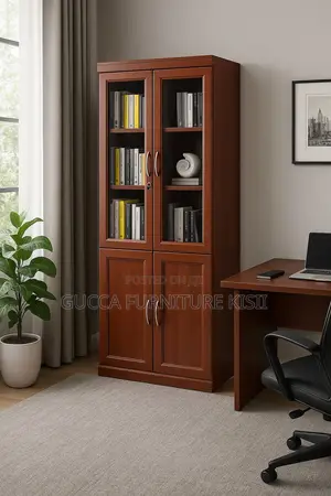 Cabinet; 2-Door Mahogany Storage Cabinet