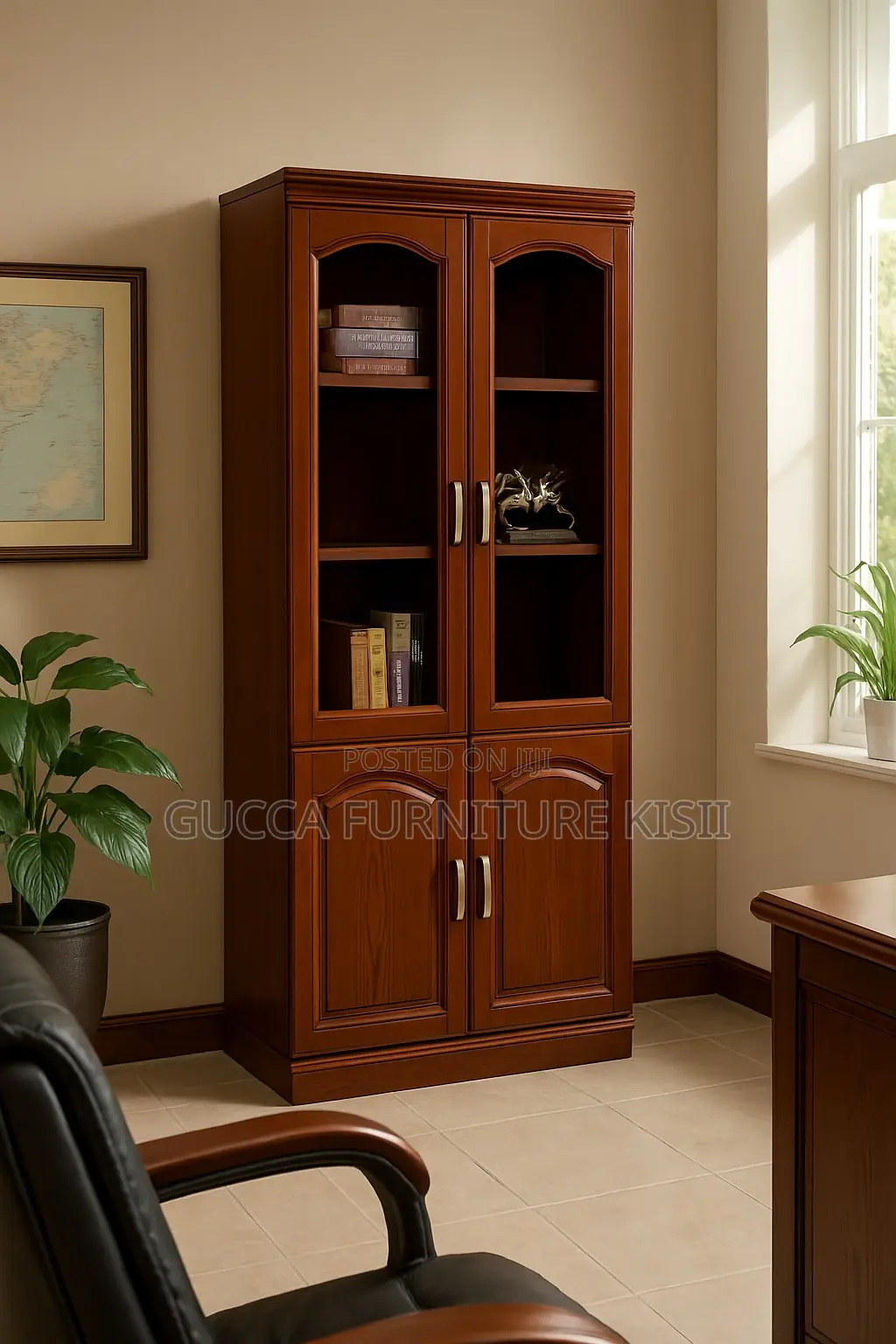 Cabinet; 2-Door Mahogany Storage Cabinet
