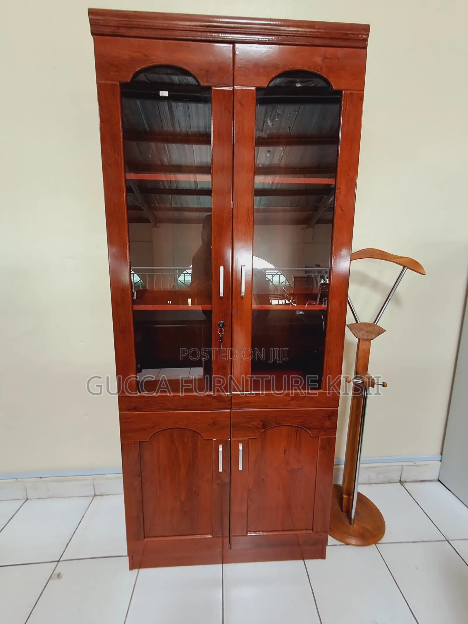Cabinet; 2-Door Mahogany Storage Cabinet