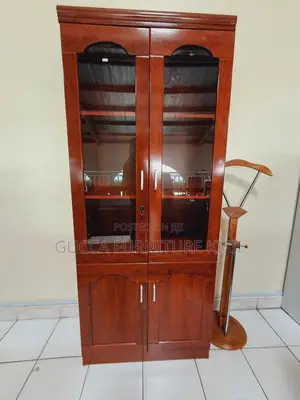 Cabinet; 2-Door Mahogany Storage Cabinet