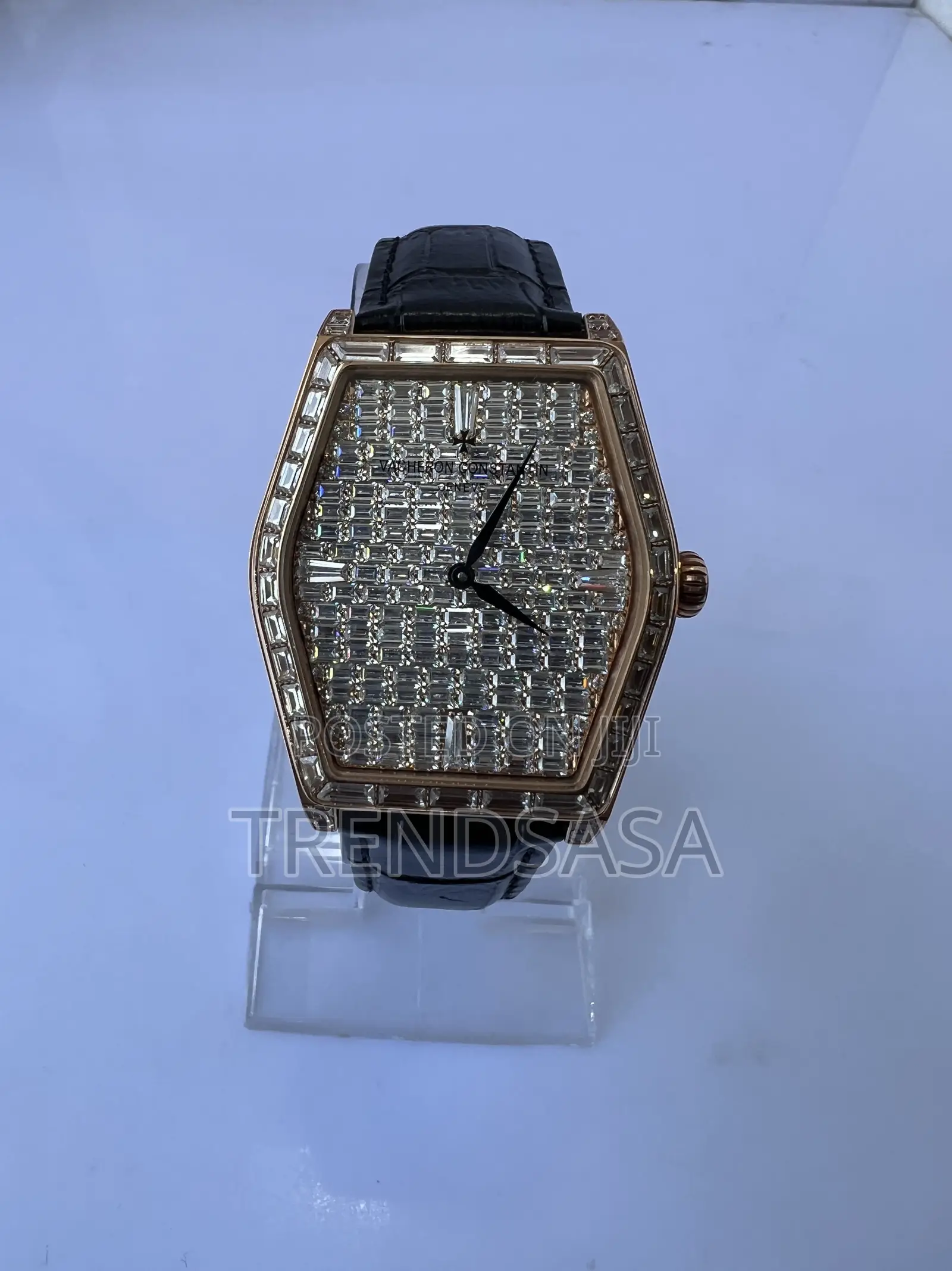 Vacheron Malte Style Full Baguette Stone Tonneau
