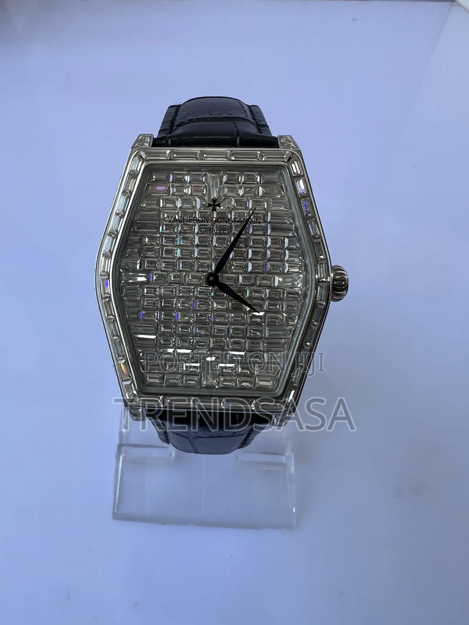 Vacheron Malte Style Full Baguette Stone Tonneau