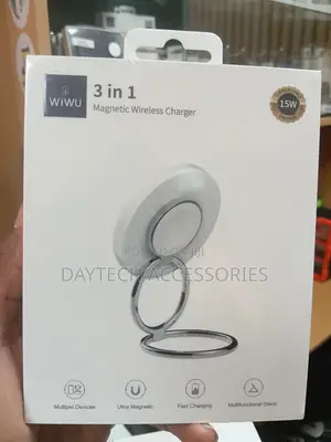 The WiWu Wi-W027 3-in-1 Magnetic Wireless Charger 15W Charging.