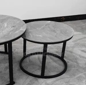 Elegant Grey Marble 2pcs Coffee Table Set