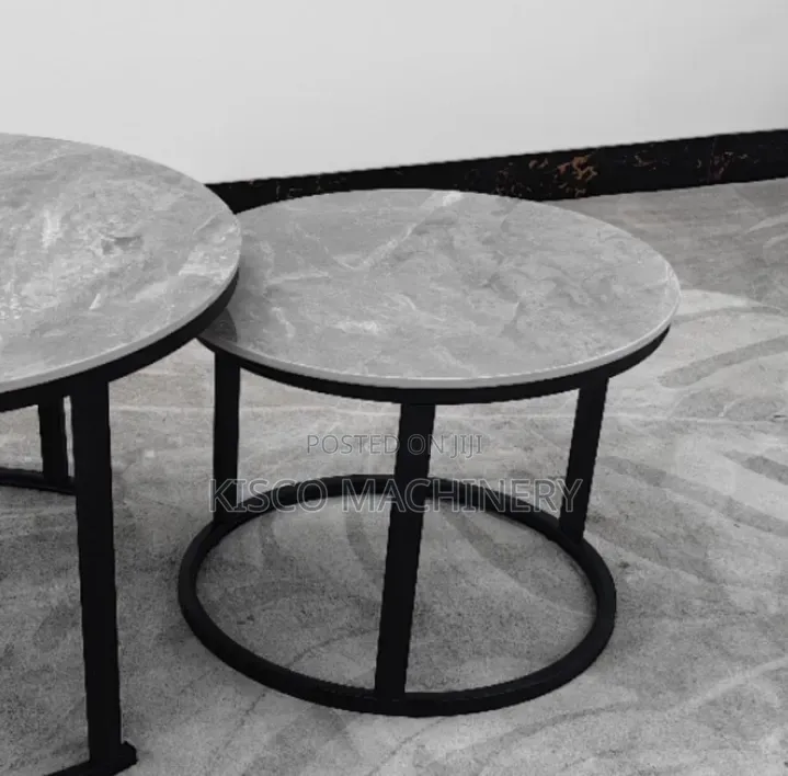 Elegant Grey Marble 2pcs Coffee Table Set