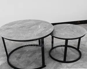 Elegant Grey Marble 2pcs Coffee Table Set