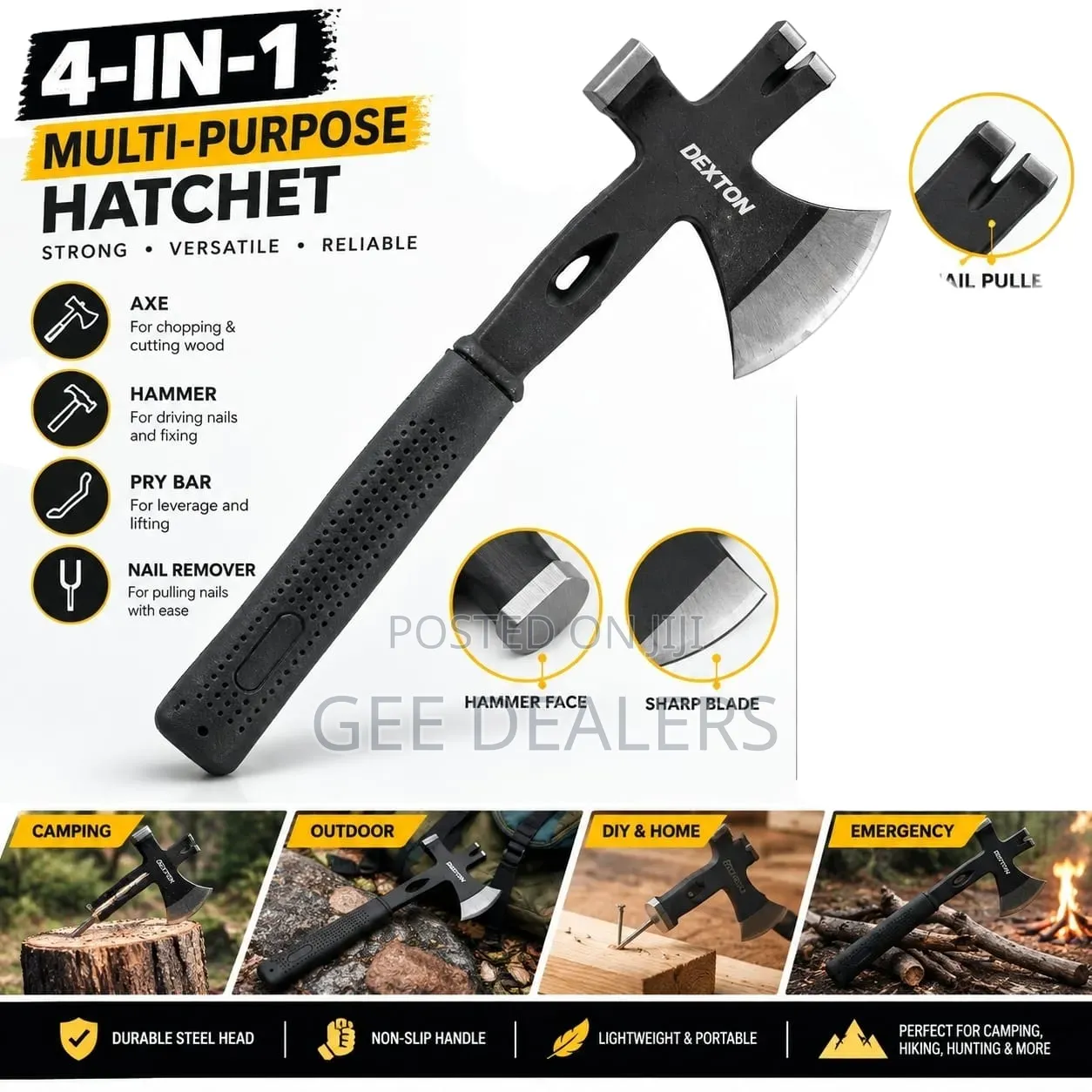4 in 1 Hatchet, Portable Camping Axe,