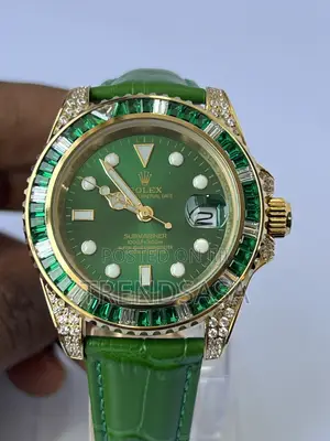 Rolex Submariner Full Gold Green Emerald Baguette Bezel Custom Hulk