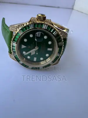 Rolex Submariner Full Gold Green Emerald Baguette Bezel Custom Hulk