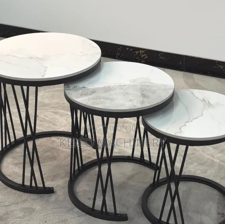 Elegant Grey Marble 2pcs Coffee Table Set
