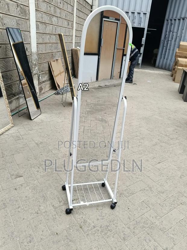 Dressing Mirror With Wheels and Storage Rack - main view