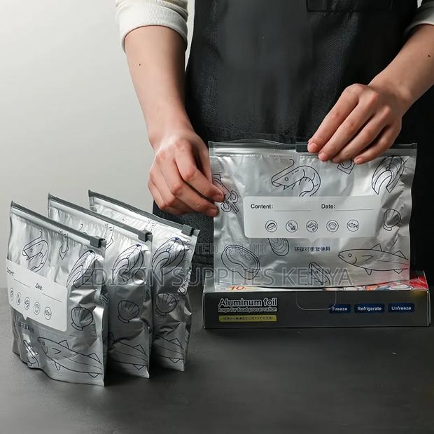 Reusable Aluminum Foil Zipper Bags for Freezer Food Storage Labeling