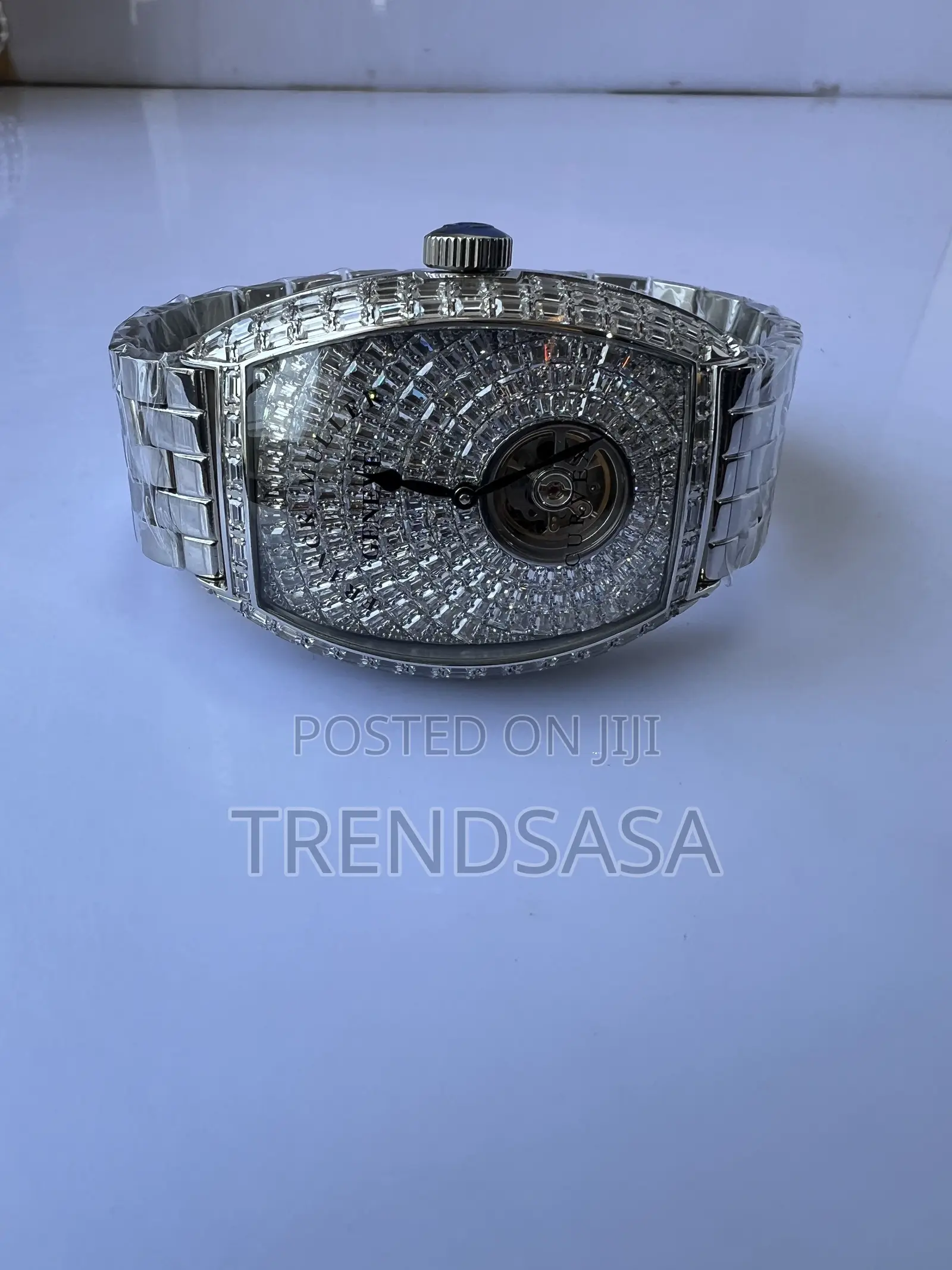 Frank Muller Curvex Baguette Stones on Bezel Iced Dial Stainless Watch