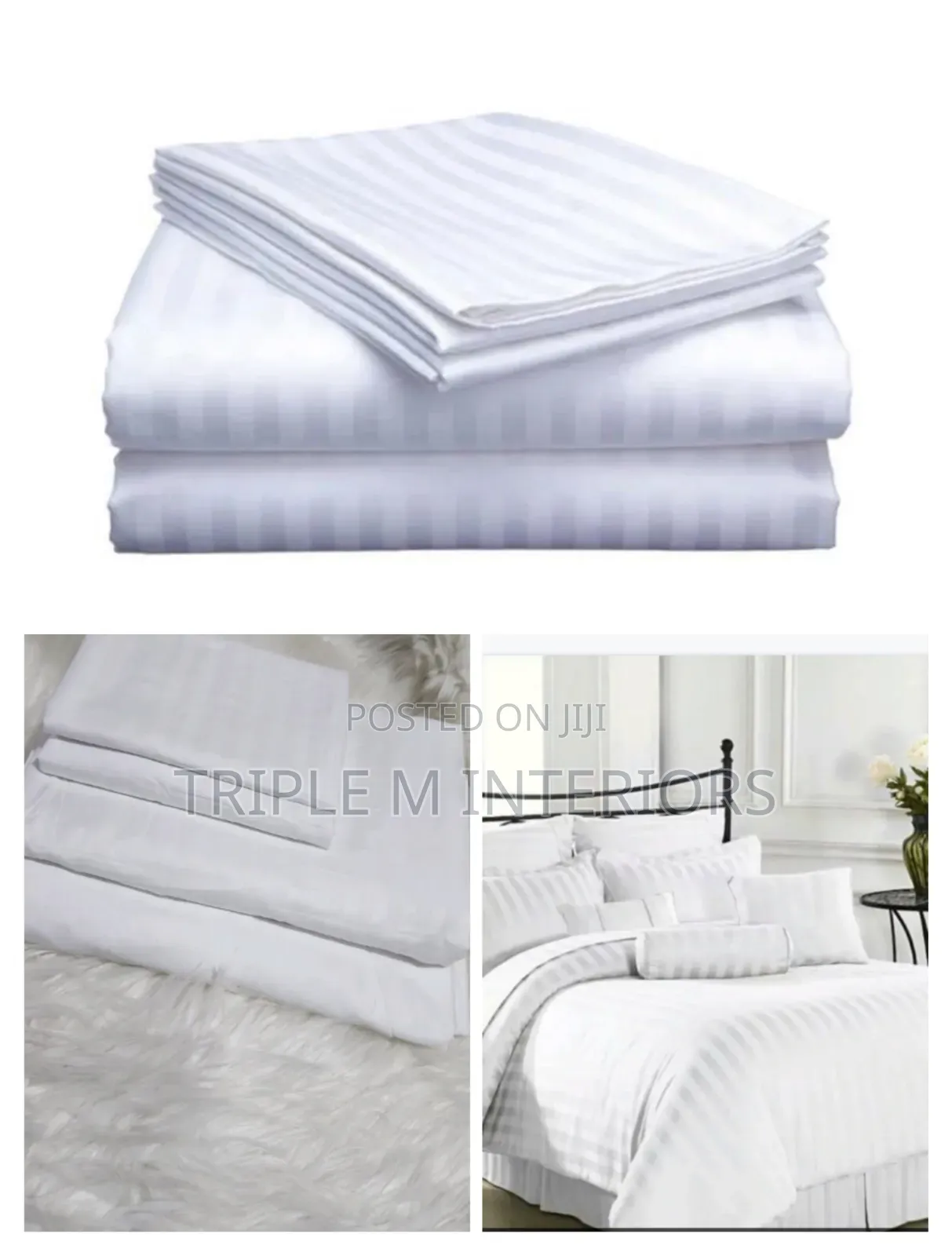 6 by 7 White Stripped Duvets Cover -Premium Duvet Cover Sets