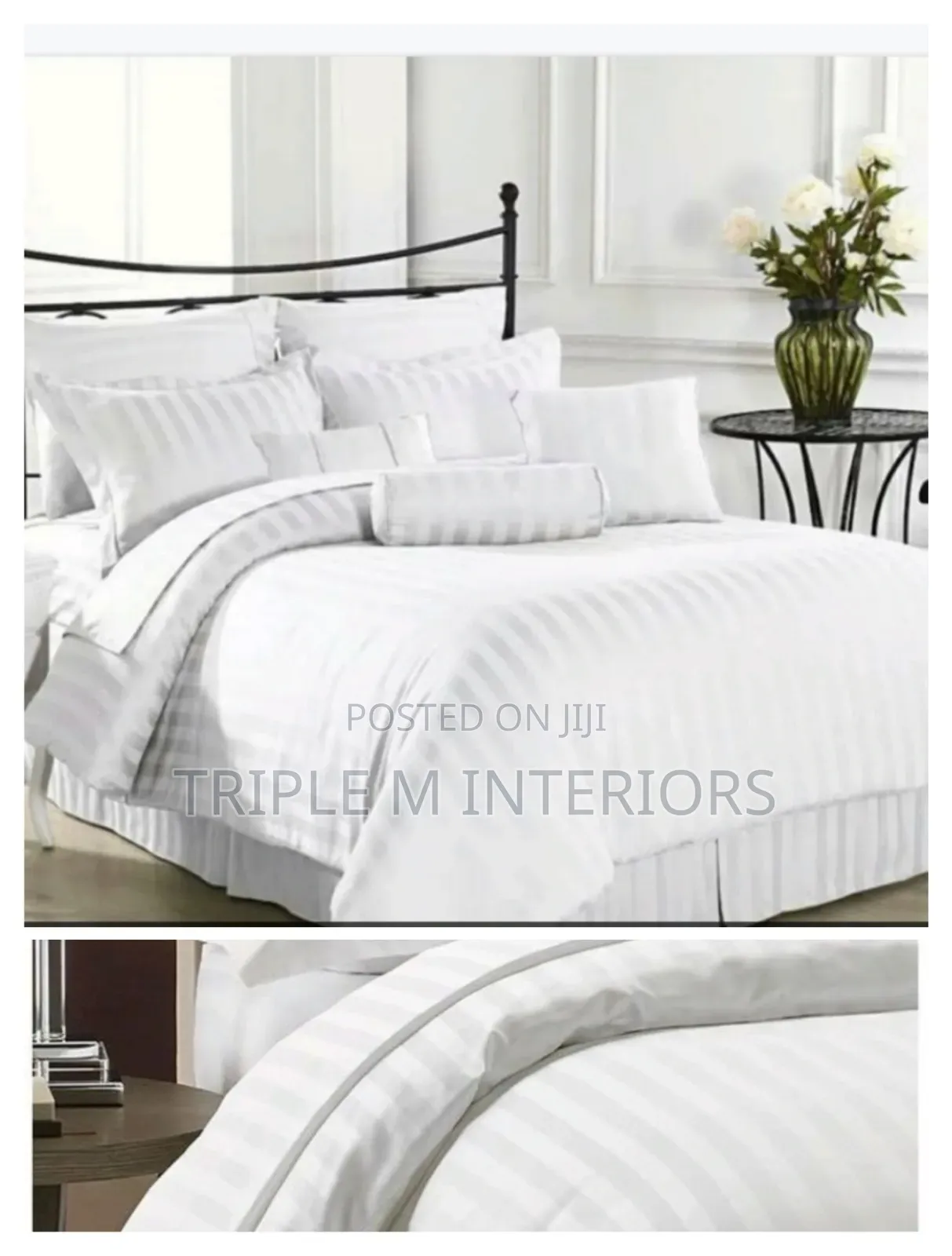 6 by 7 White Stripped Duvets Cover -Premium Duvet Cover Sets