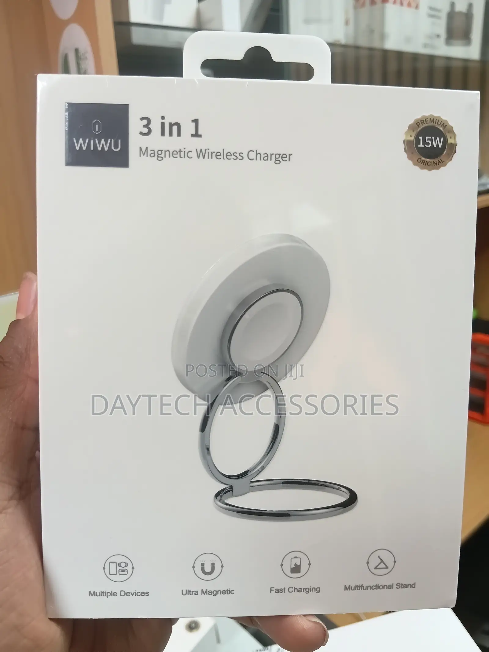WiWU Wi-W027 3 in 1 Magnetic Wireless Charger 15W