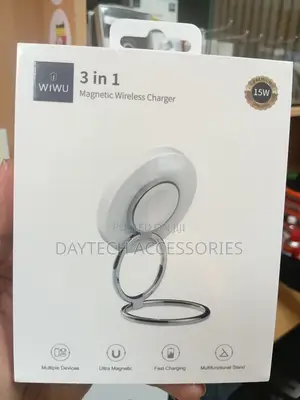 WiWU Wi-W027 3-in-1 Magnetic Wireless Charger 15W Fast-Charging Stand.