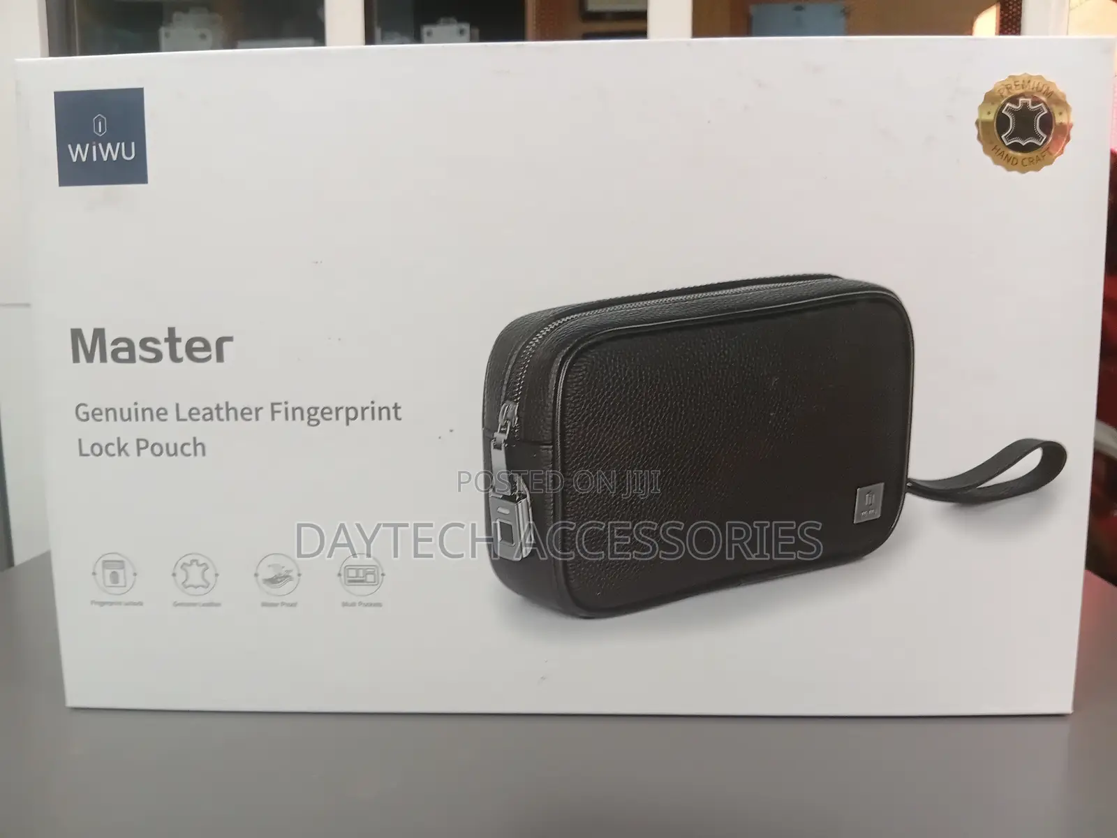 The WiWU Master Genuine Leather Fingerprint Lock Pouch