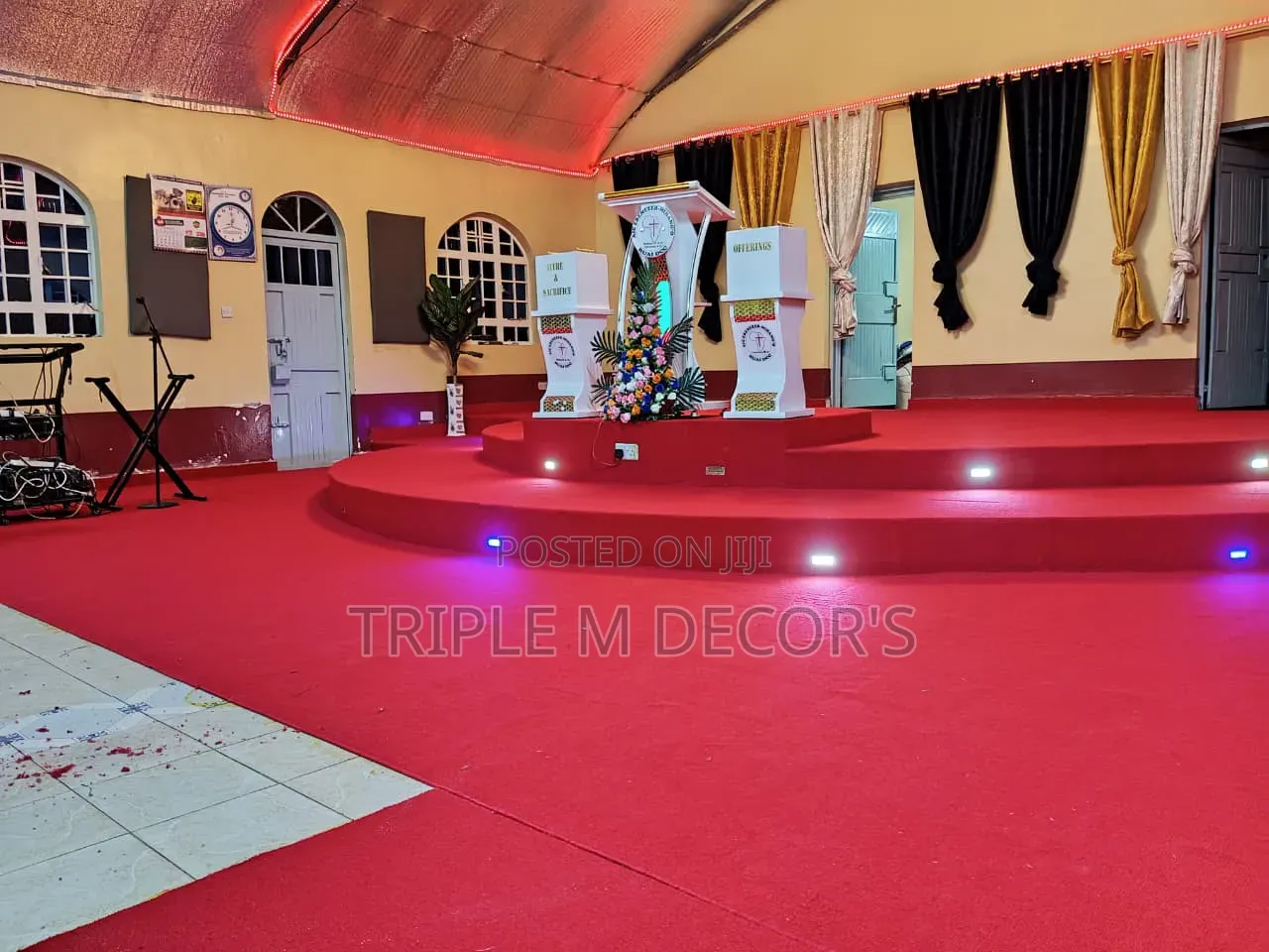 Stain Resistant 4mm Delta Red Church Altar Carpet