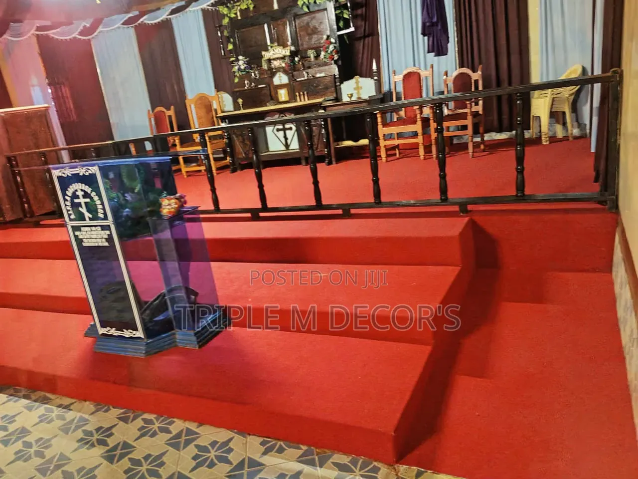 Vibrant Red 4mm Delta Carpet for Church Pulpit