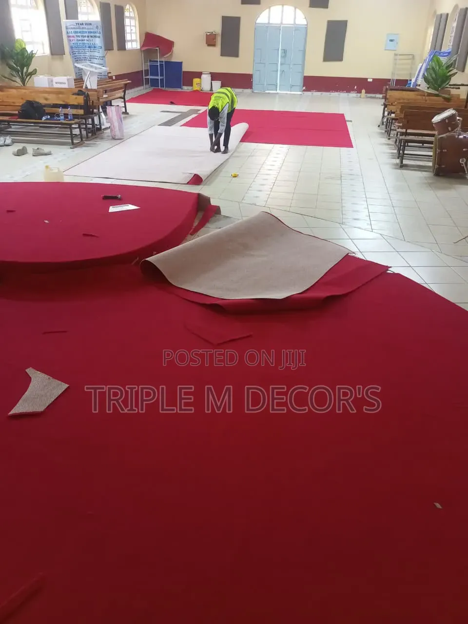 Premium Quality 4mm Delta Red Church Stage Carpet