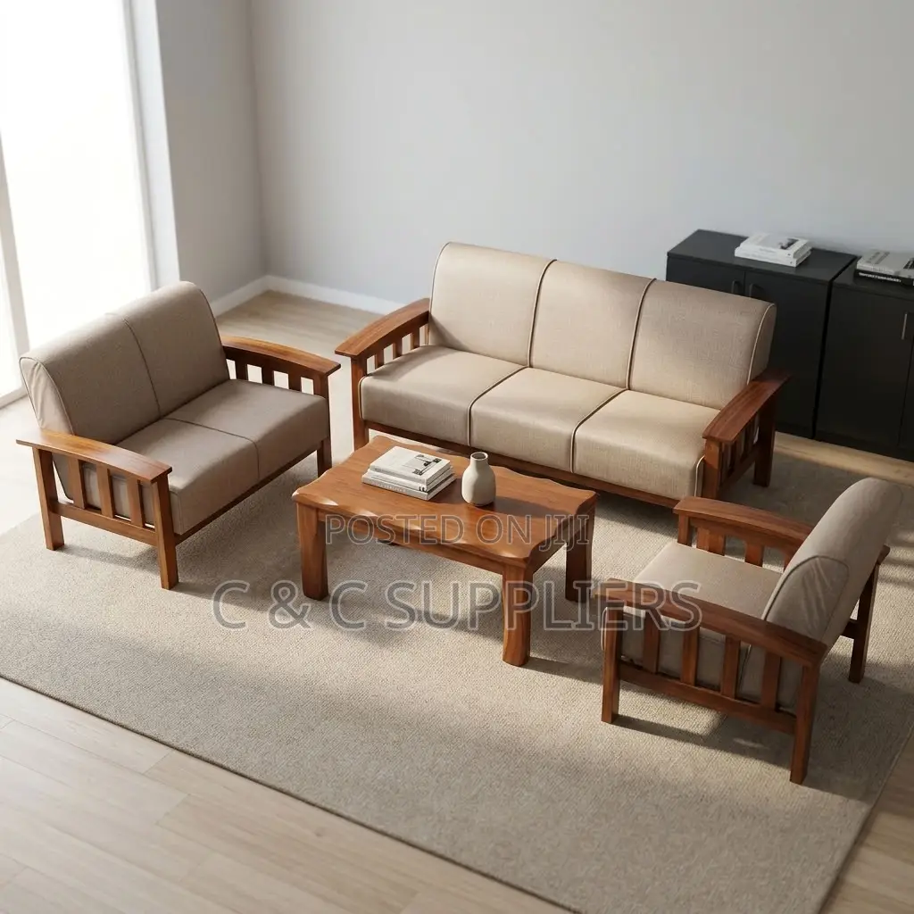 6-Seater Fabric Reception Sofa Set.