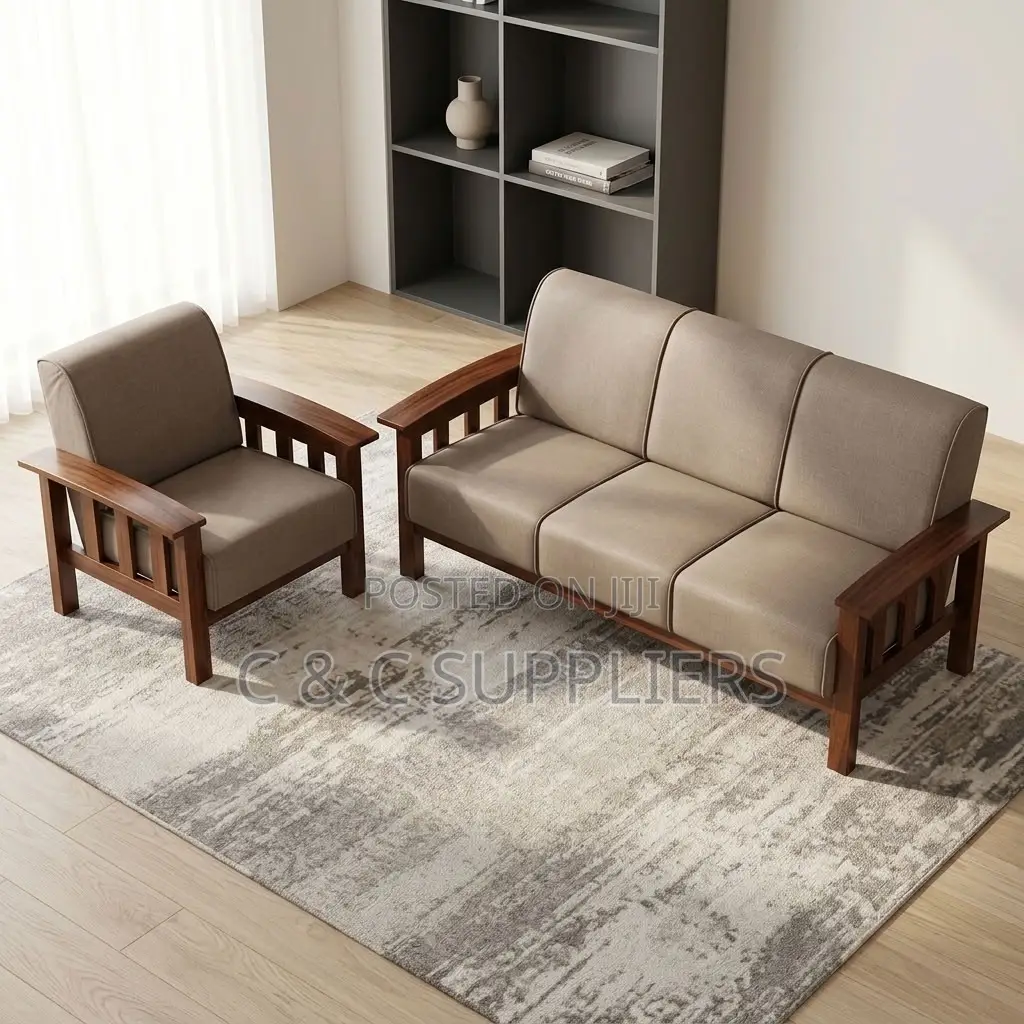 6-Seater Fabric Reception Sofa Set.