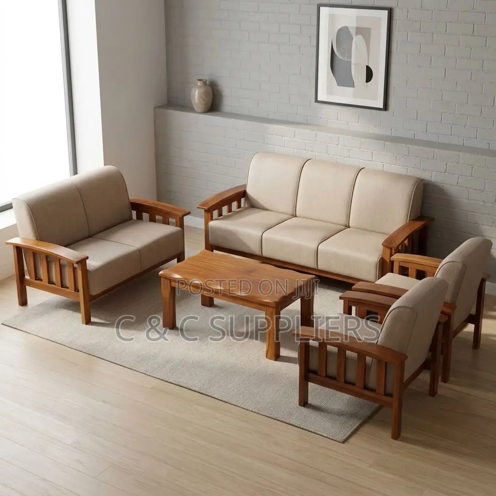 6-Seater Fabric Reception Sofa Set.