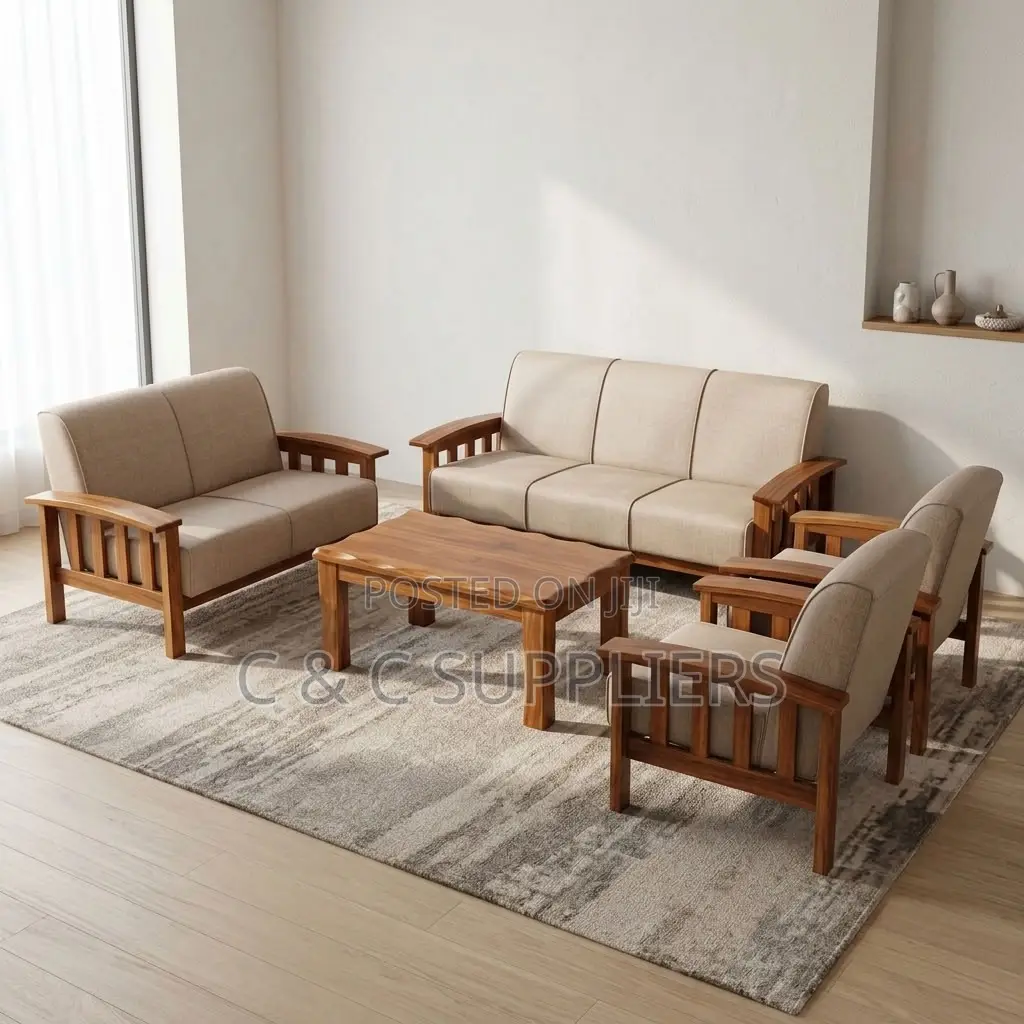 6-Seater Fabric Reception Sofa Set.