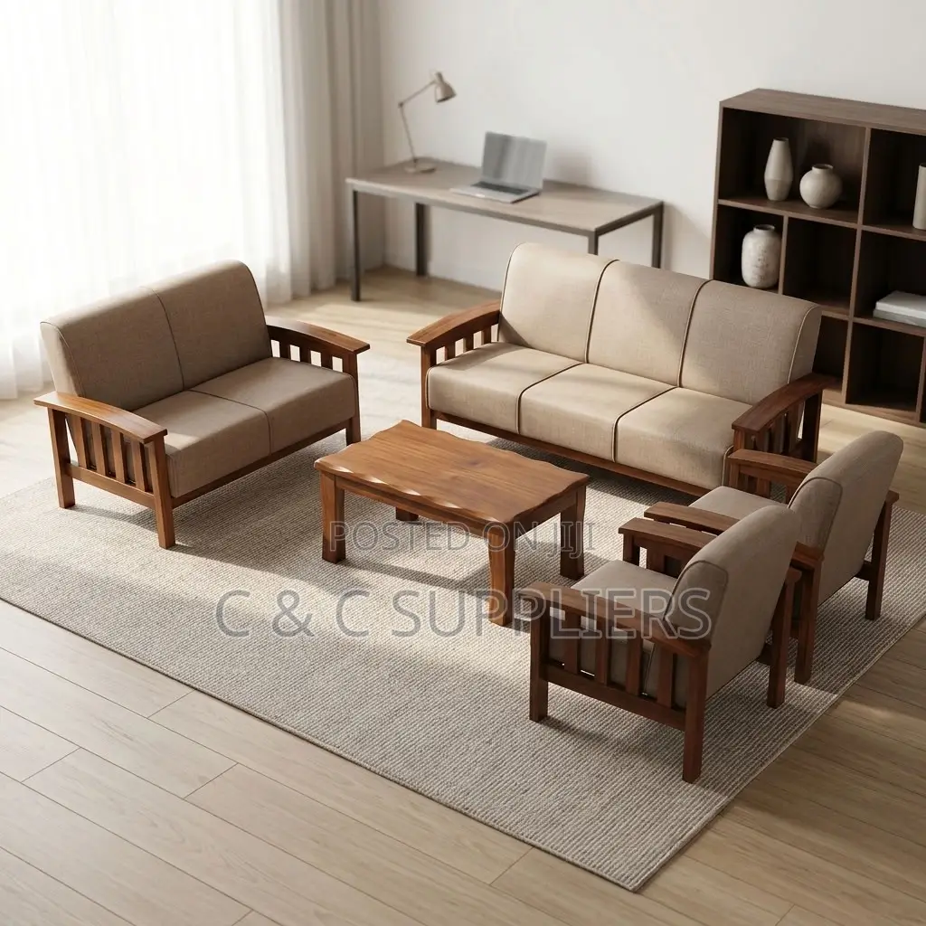6-Seater Fabric Reception Sofa Set.