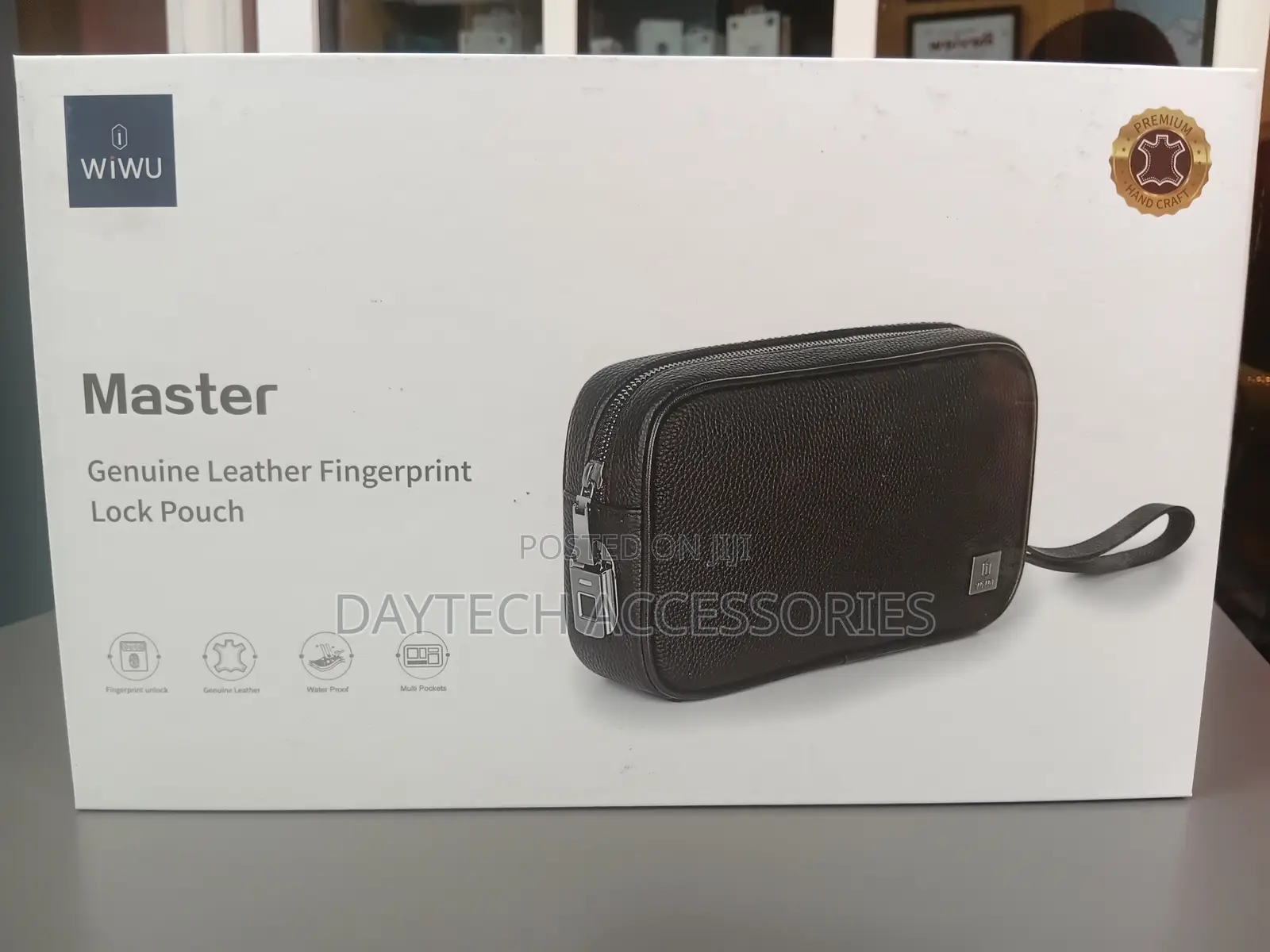 WiWU Master Genuine Leather Fingerprint Lock Travel Organizer Pouch
