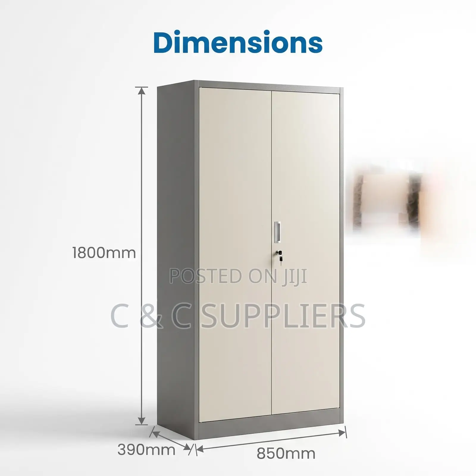 2-Door Gray Metal File Cabinet