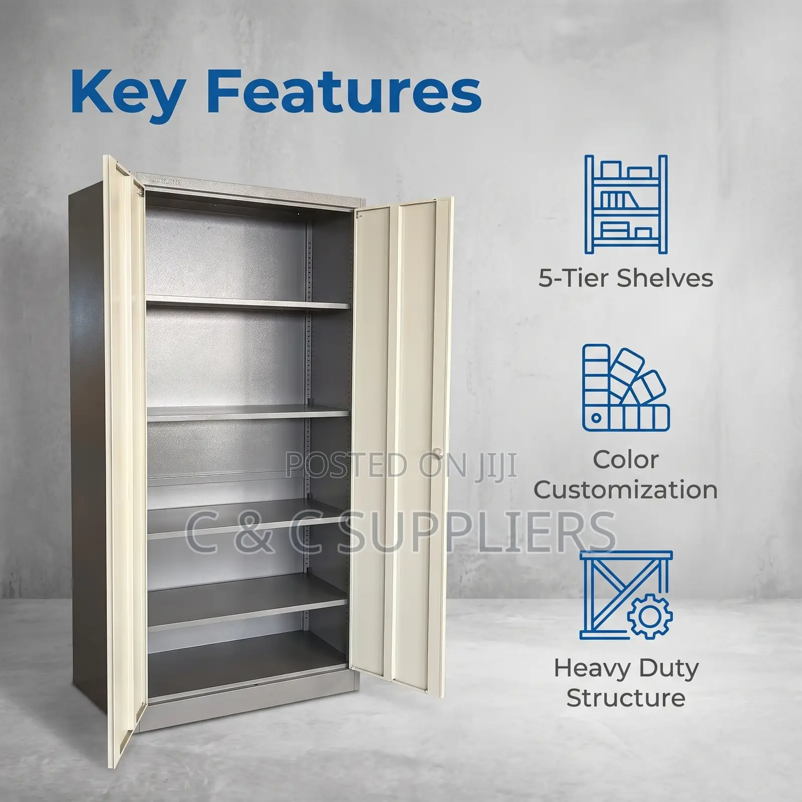 2-Door Gray Metal File Cabinet