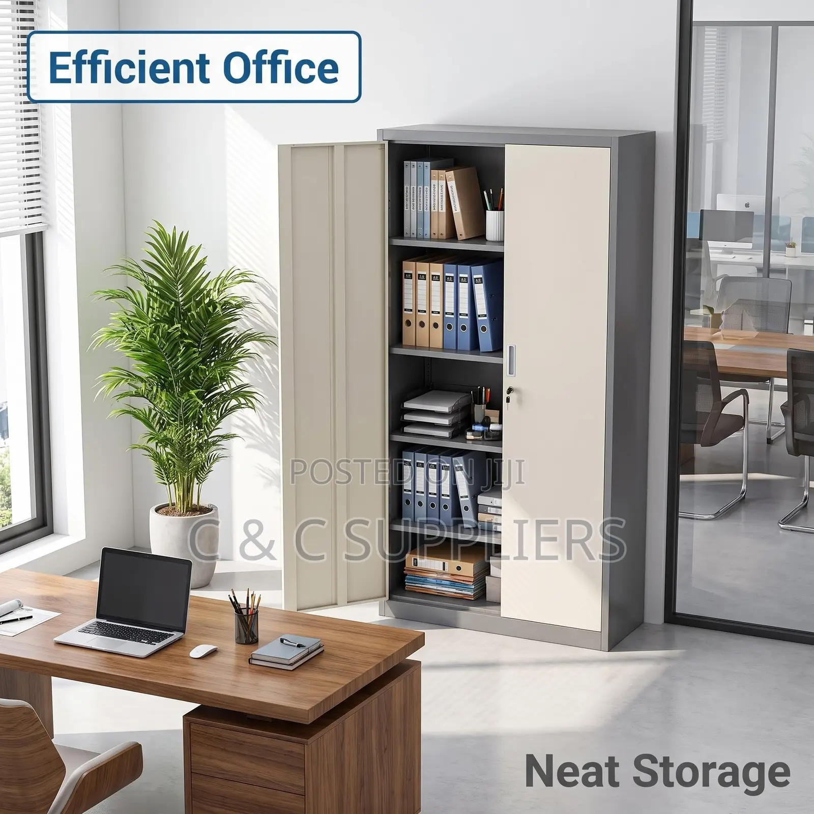 2-Door Gray Metal File Cabinet
