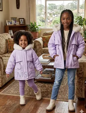 Girls (2-5 Yrs ) Waist Cinched Padded Parka Coats