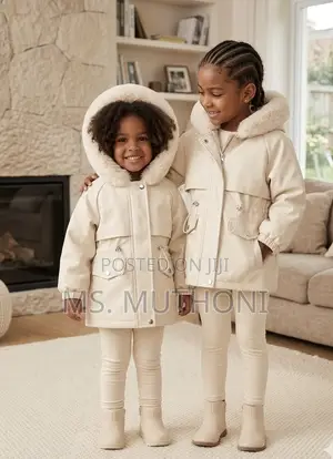Girls (2-5 Yrs ) Waist Cinched Padded Parka Coats