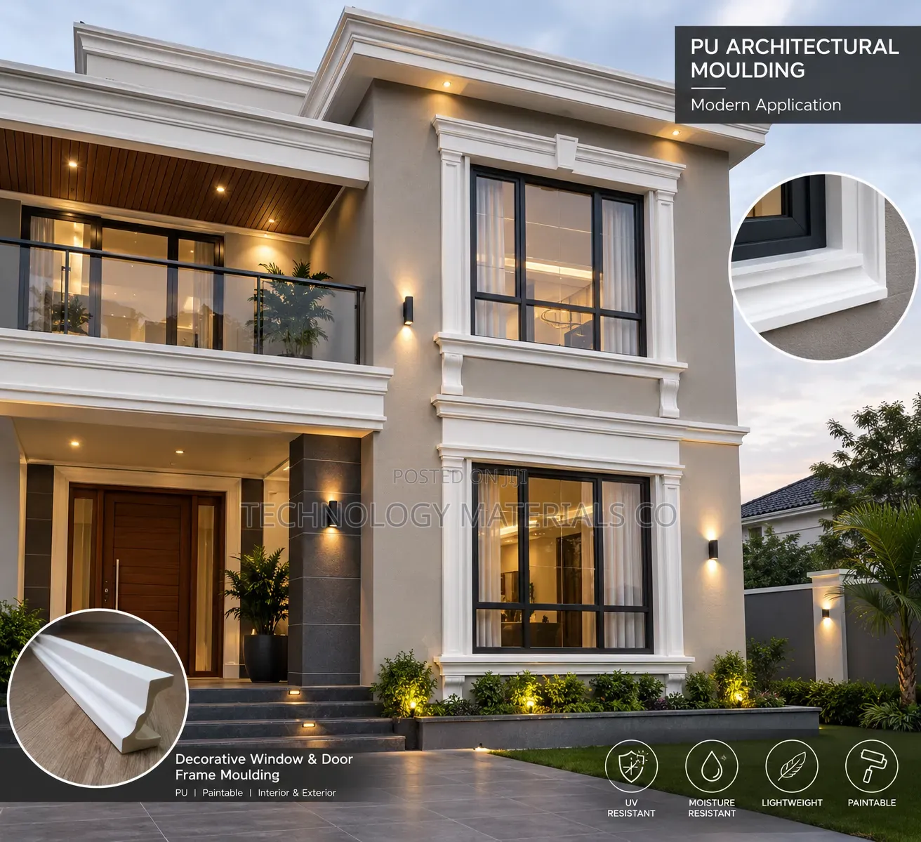 5-Inch PU Architectural Moulding | Exterior Window Door Frame